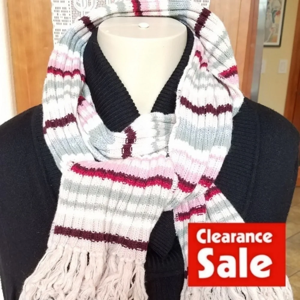 CREAM Striped Fringed Muffler